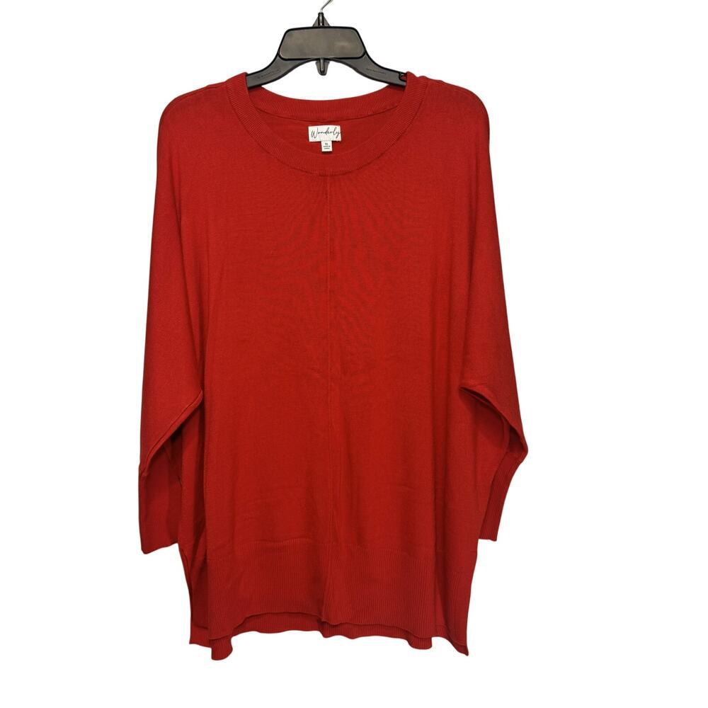 Wonderly‎ Red Women's pullover sweater with Dolman sleeves Size SL